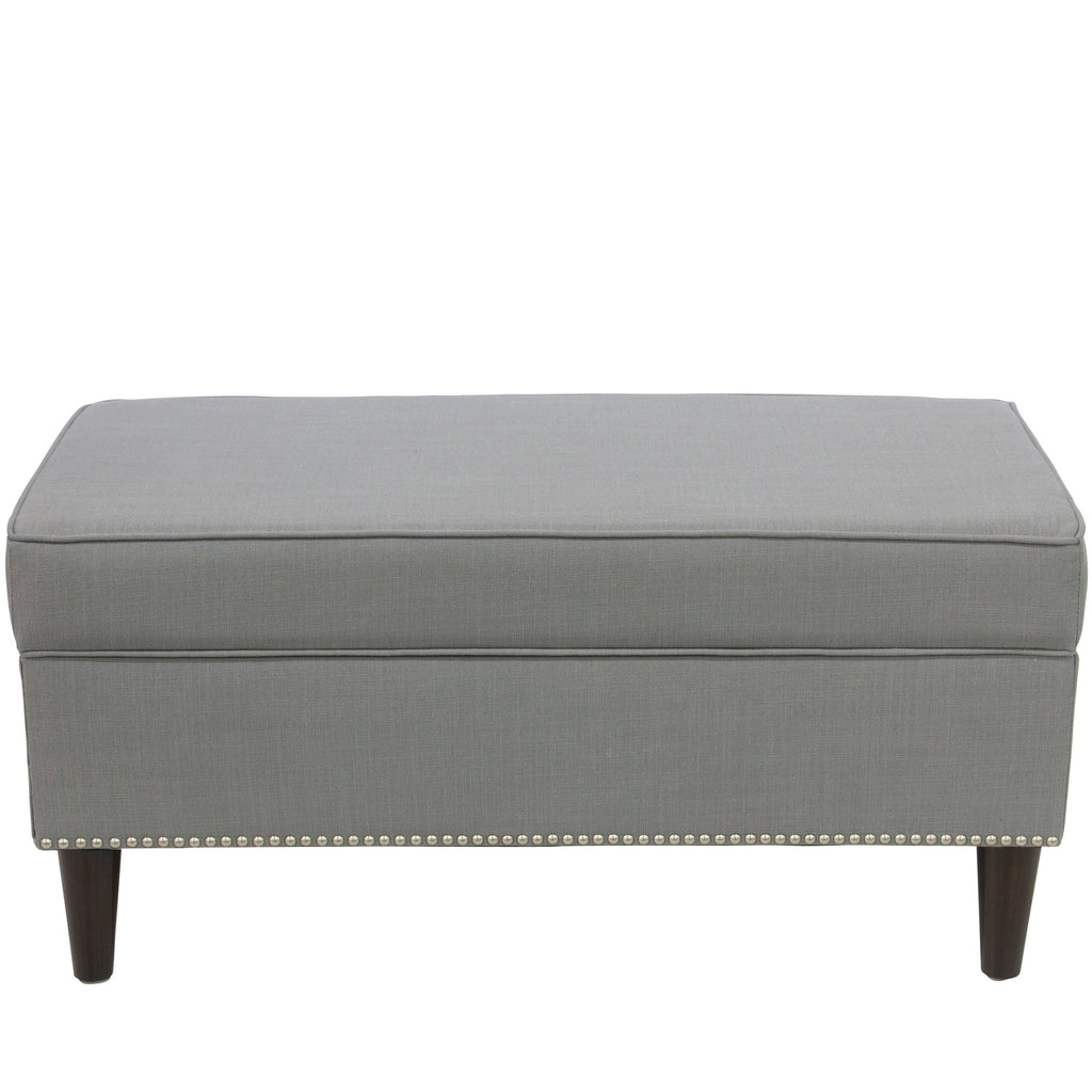 Linen Gray Button Storage Bench M501