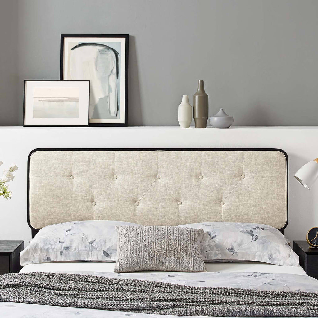 Tufted Twin Fabric and Wood Headboard N2079