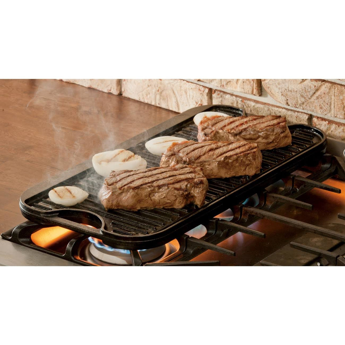 Black Cast-Iron Reversible Grill & Griddle R728242