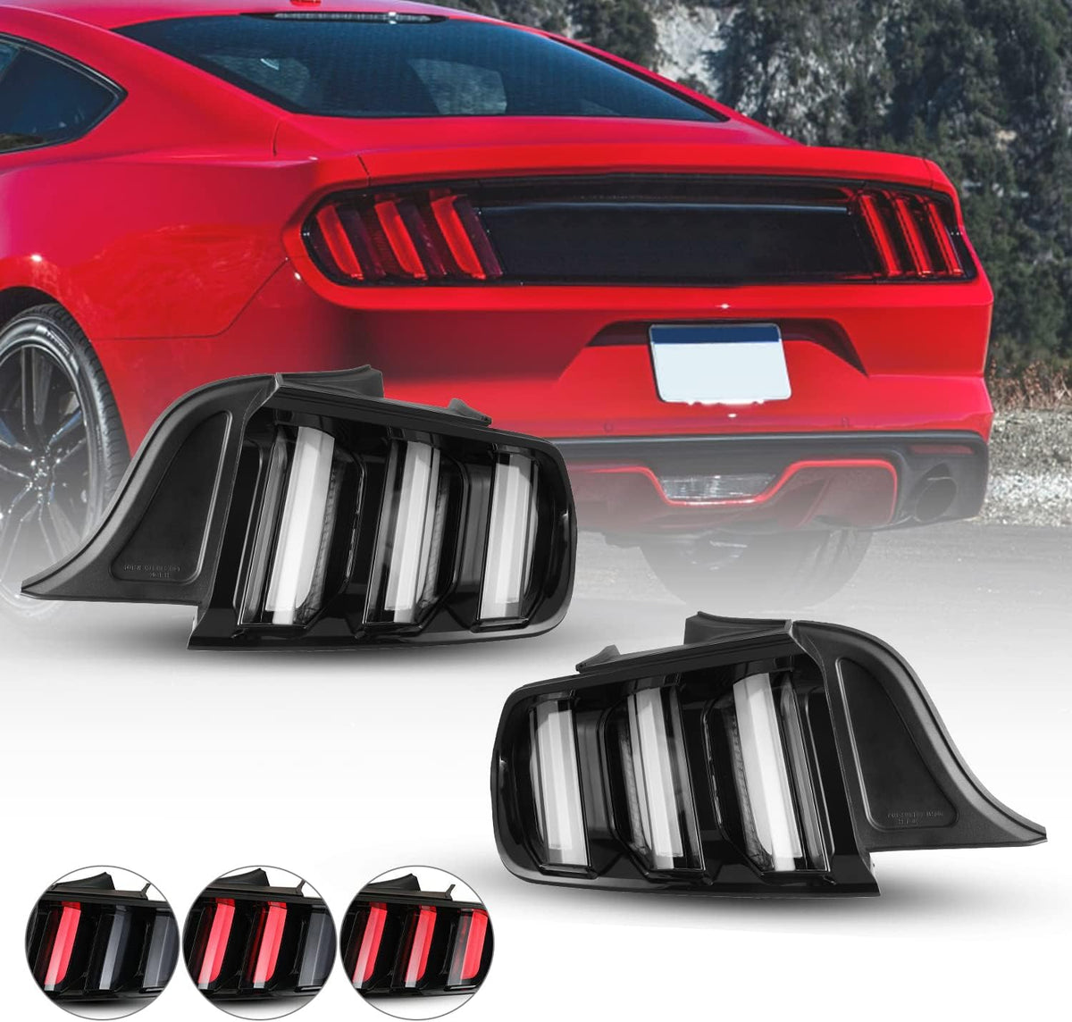 LED Tail Light Pair Black Housing Clear Lens X903684