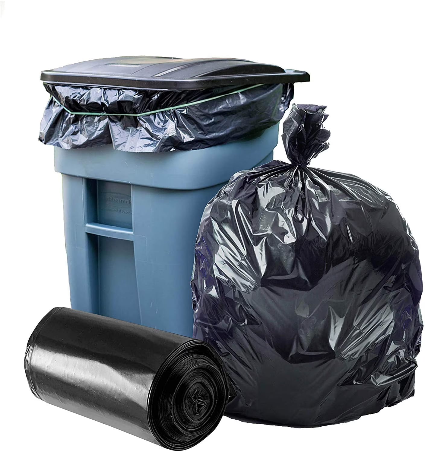 65 Gallon Black Heavy Duty Trash Bags, 50 Count Q1849