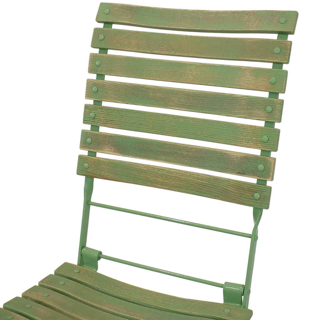 Green Folding Chestnut Wooden Chair Set of 4 V484