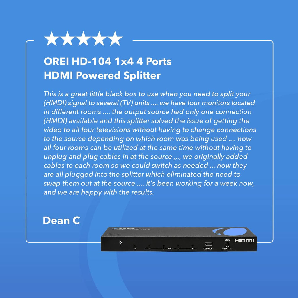 4K 1x4 HDMI Splitter Powered Ver 1.4 Full HD 1080P 3D Support Black Q560