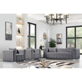 Gray Velvet Fabric Sofa and 2 Armchairs Set Q2690