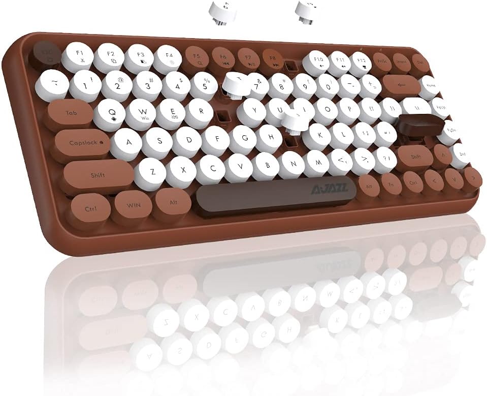 84 Key Bluetooth Retro Round Keycaps Ergonomic Wireless Mini Keyboard P388