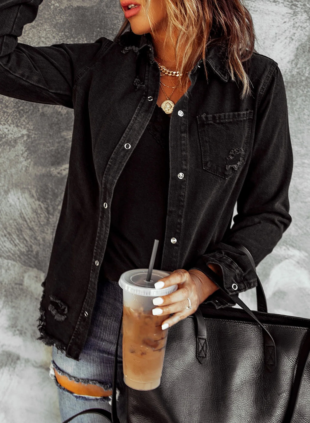 Distressed Denim Jacket K268