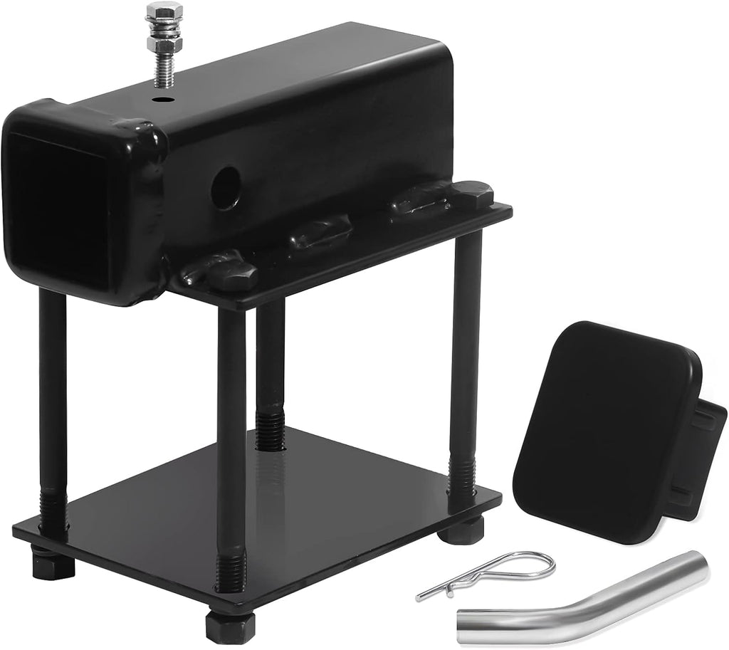Bolt-on Bike Rack Carrier Hitch Receiver Adapter with Hitch Pin & Hitch Cover for 4-4.5 Beam, 2 Receiver Opening D4989
