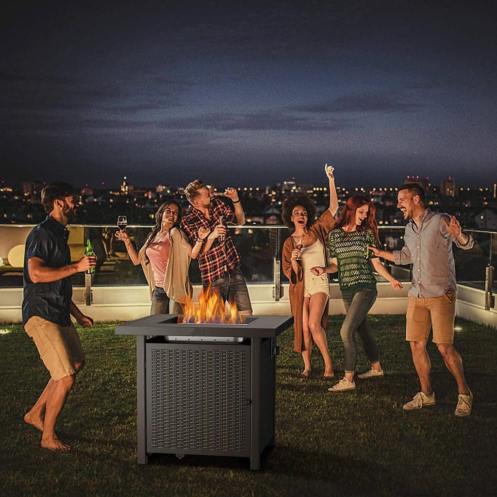 28 Inch 50,000 BTU Propane Gas Fire Pit Table with Lid J4226