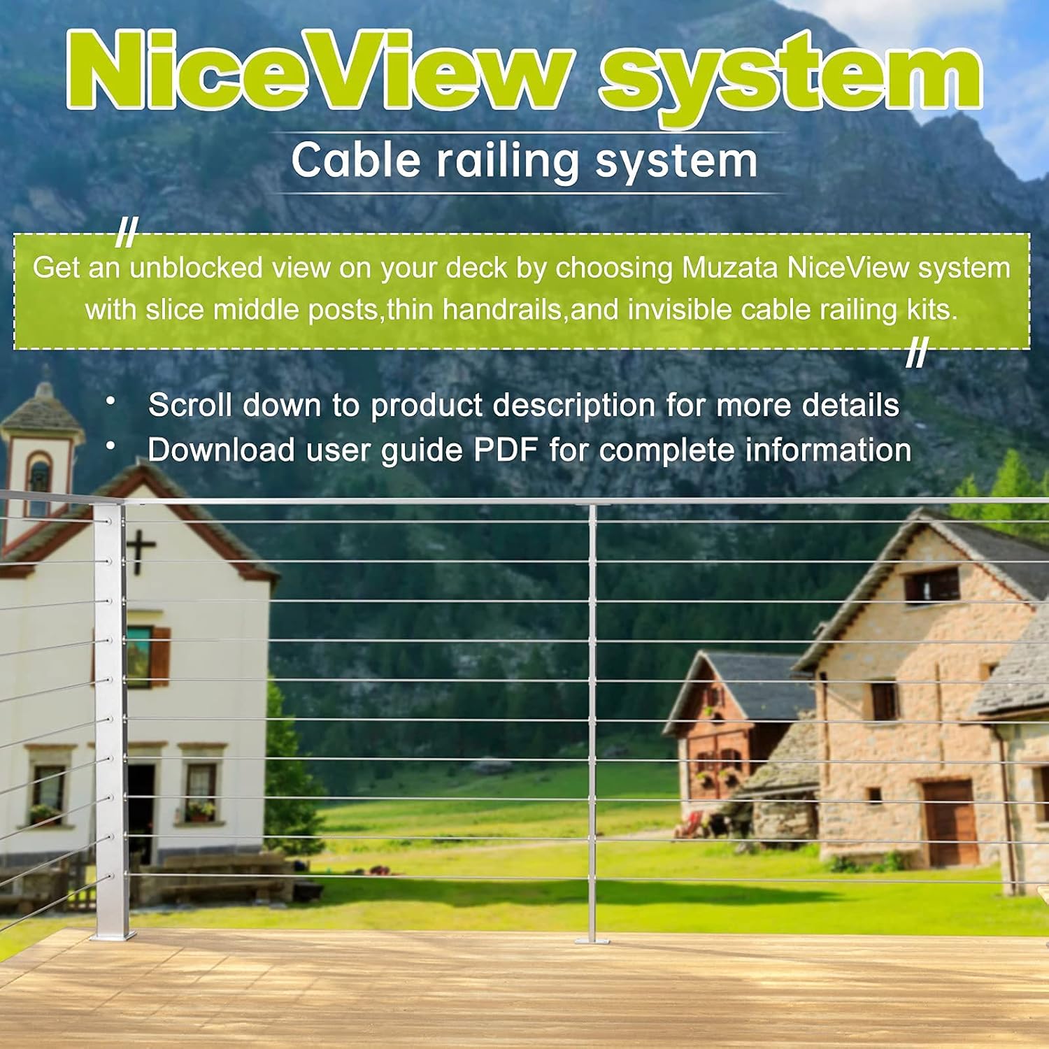 1/8 Invisible Cable Railing Kit with Turnbuckle Swage Threaded Stud and Stemball Combination Pack E528