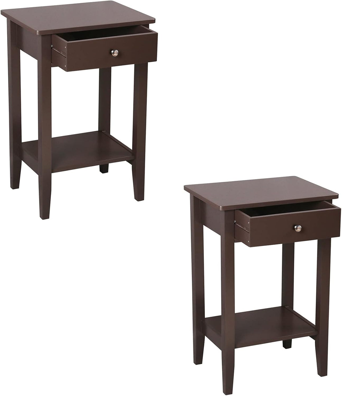 White Wooden Nightstand Set of 2 with Two Drawer R696029