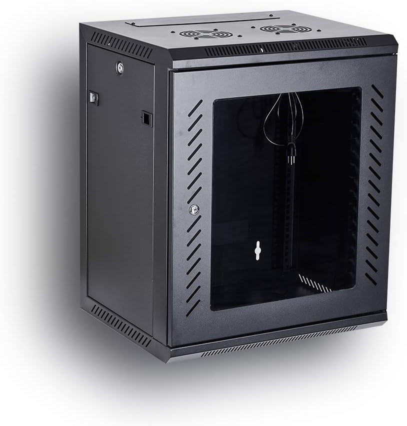 BLACK 06U 19-Inch Server Network Rack with Locking Glass Door T726488