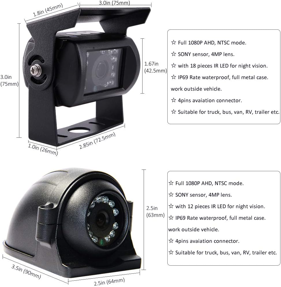 4 Channel 1080P AHD Mobile Vehicle DVR Video Recorder Kit with 10 inches Screen U573850