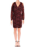 Red Floral Cold Shoulder Sheer Sheath Dress Z412