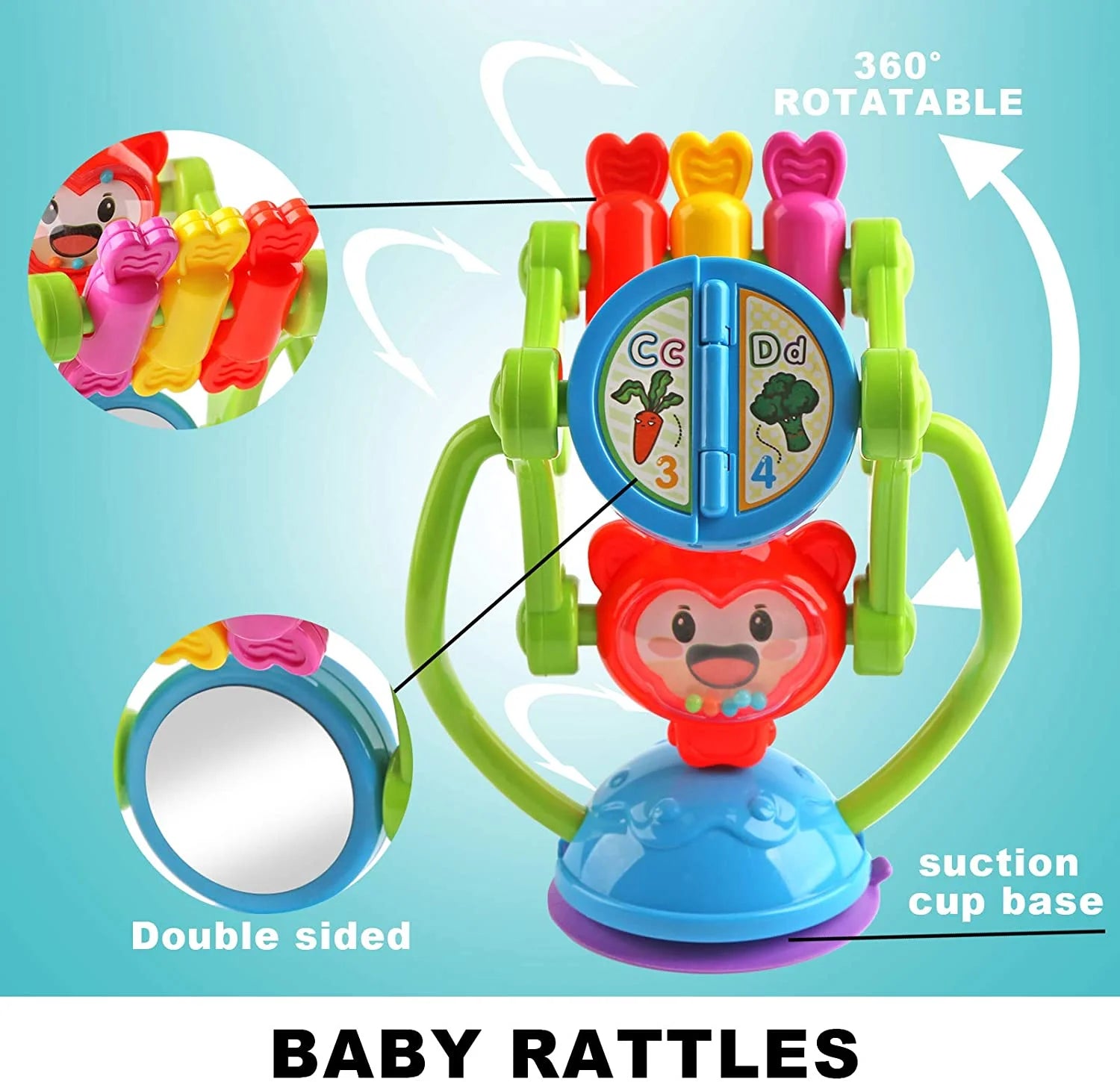Baby Rattle Toys with Suction Cup Grab Shaker and Spin F767759