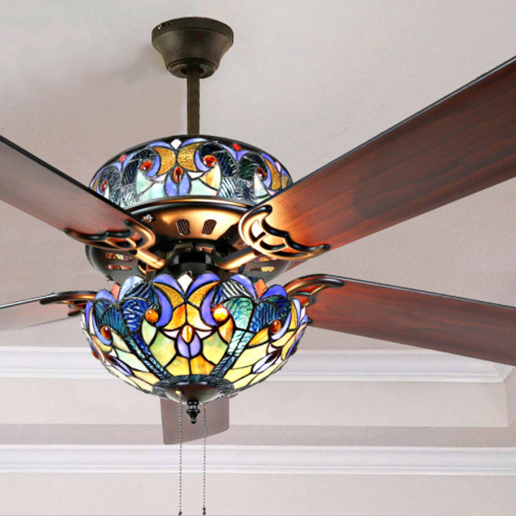 Blue Stained Glass Ceiling Fan E463651