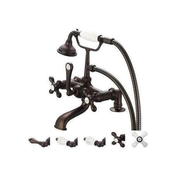 Oil-Rubbed Bronze Deck Mount Tub Faucet with Handheld Shower B27185