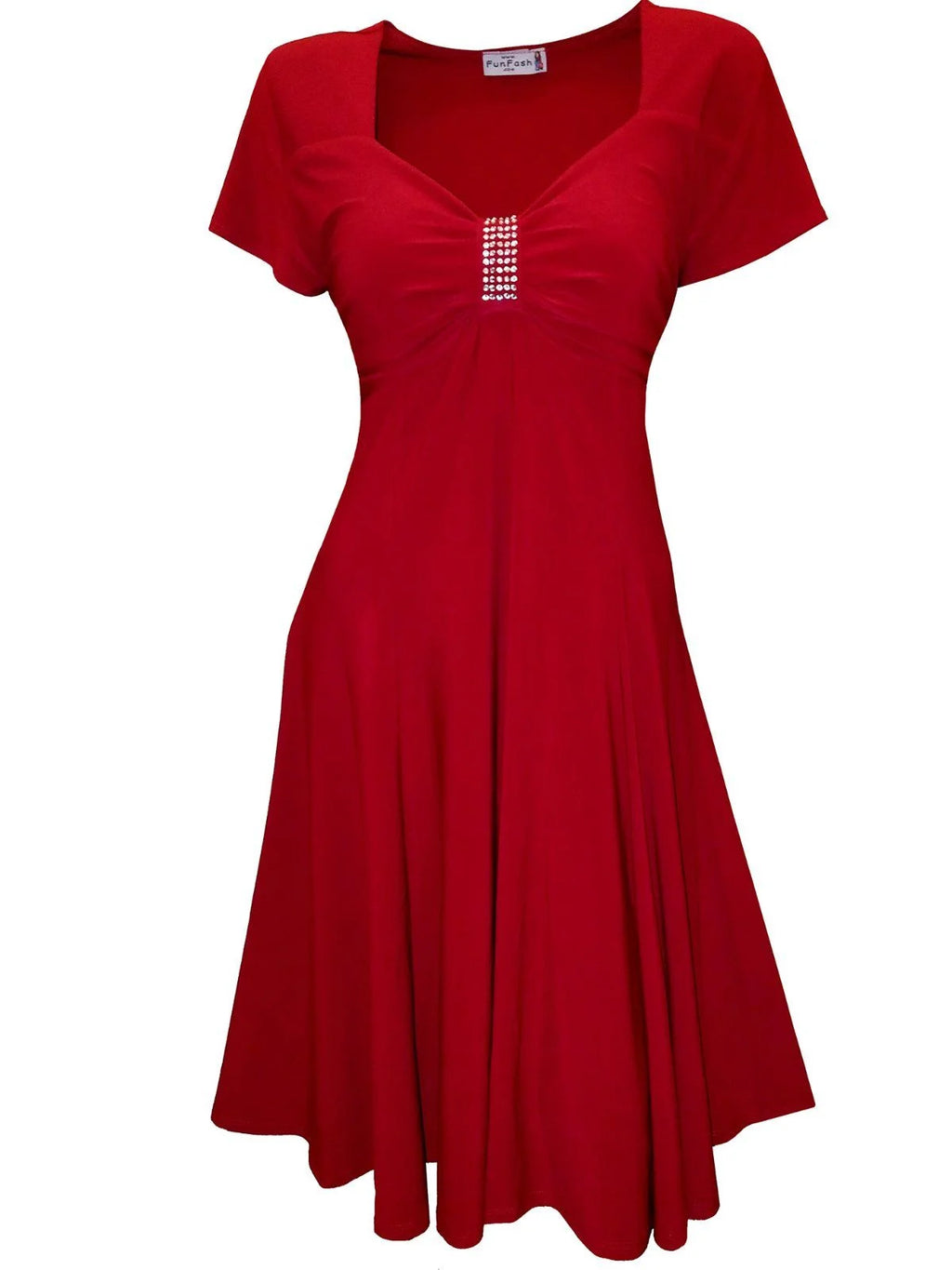Red Empire Waist Rhinestones Cocktail Dress XXL L1053