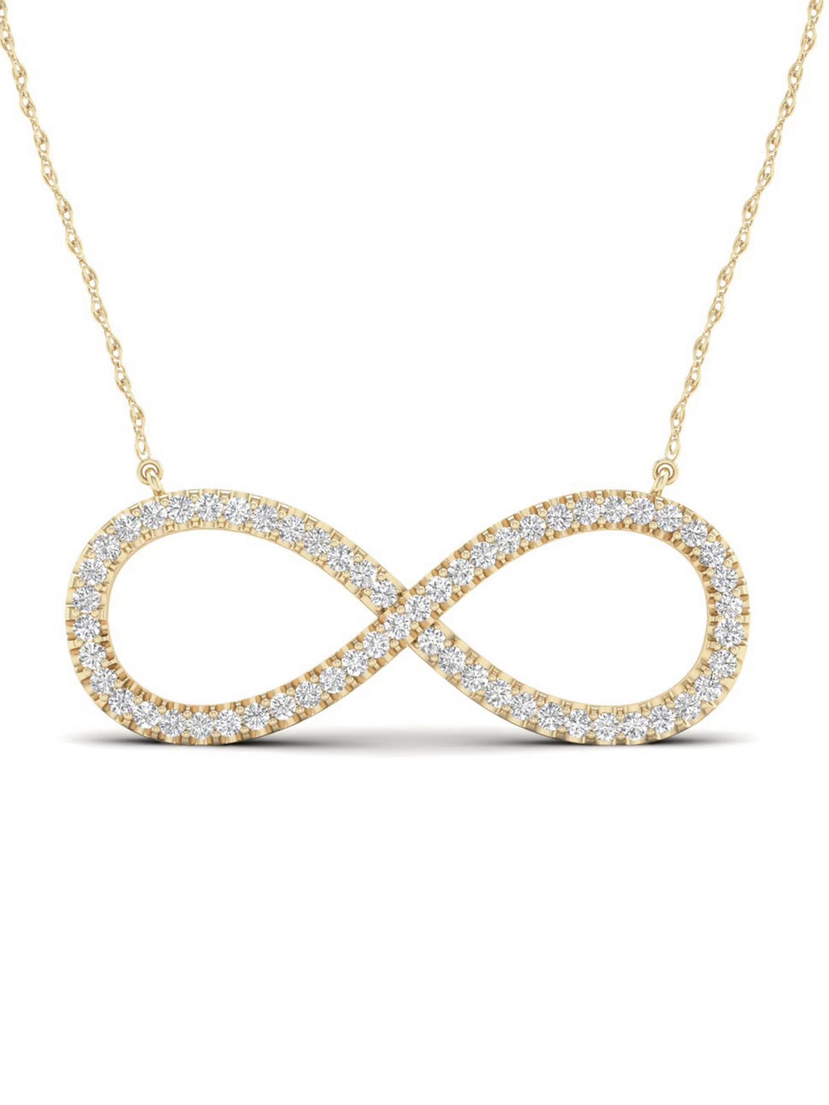 10K Yellow Gold Diamond Infinity Loop Necklace P98812