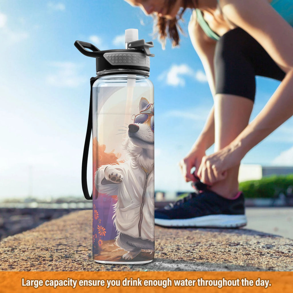 32oz Clear Tritan Sports Water Bottle with Straw U6931