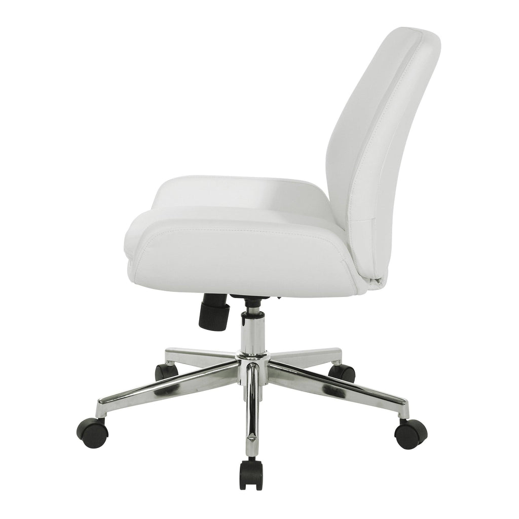 White Faux Leather Chair with Chrome Finish Base E9333