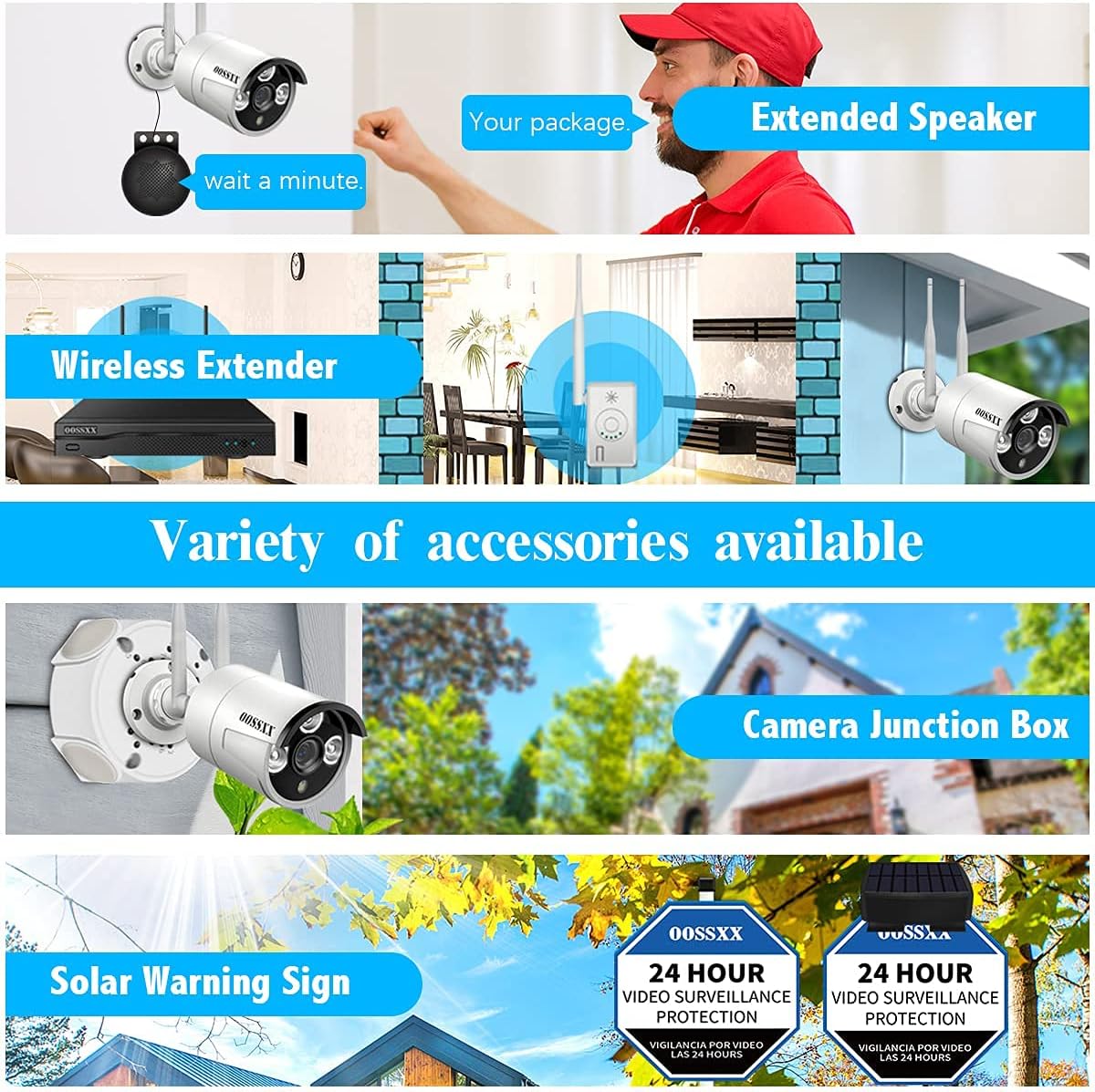2K 3.0MP Wireless Security Camera System, 8 Channel NVR with 6TB HDD W92093