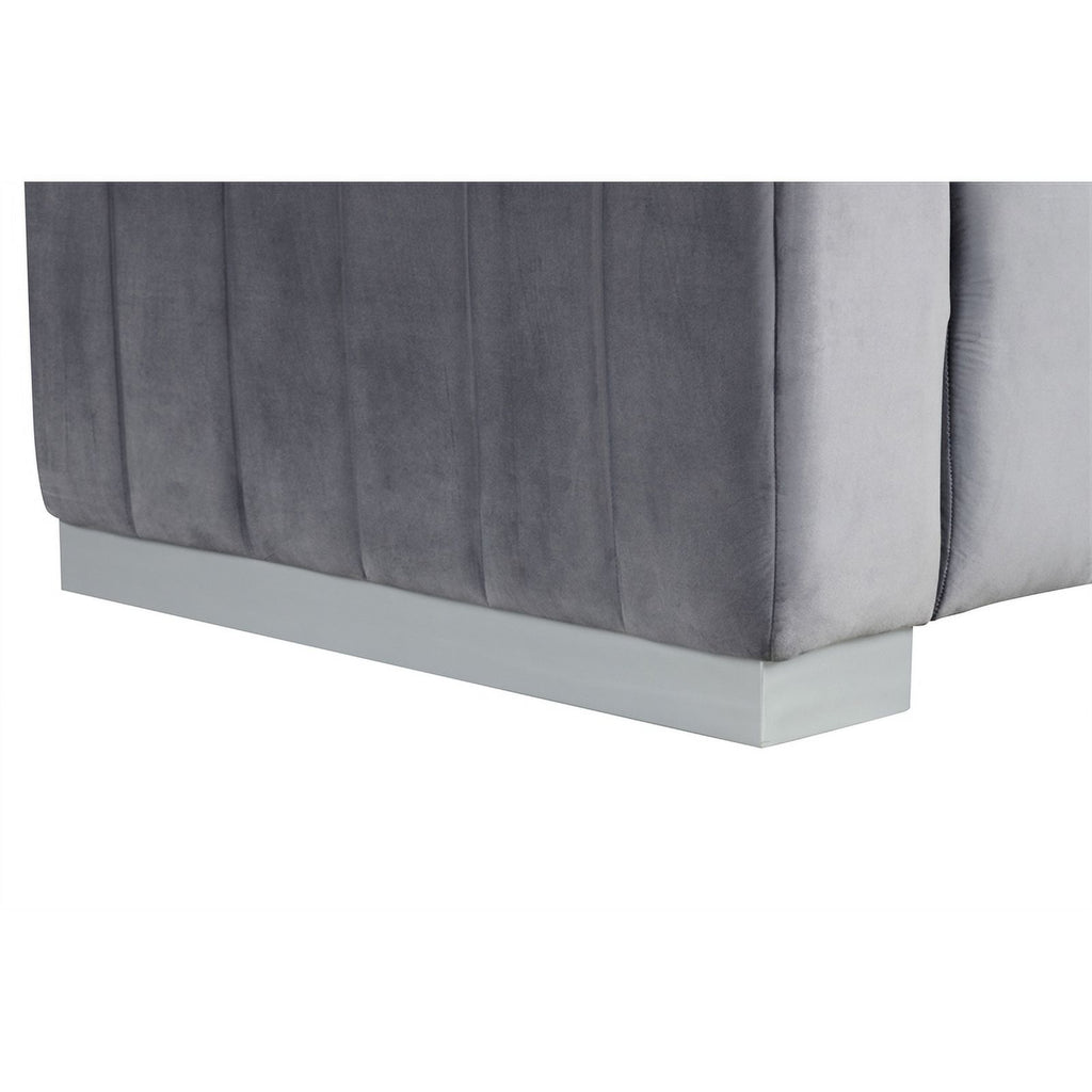 Gray Velvet Fabric Sofa and 2 Armchairs Set Q2690