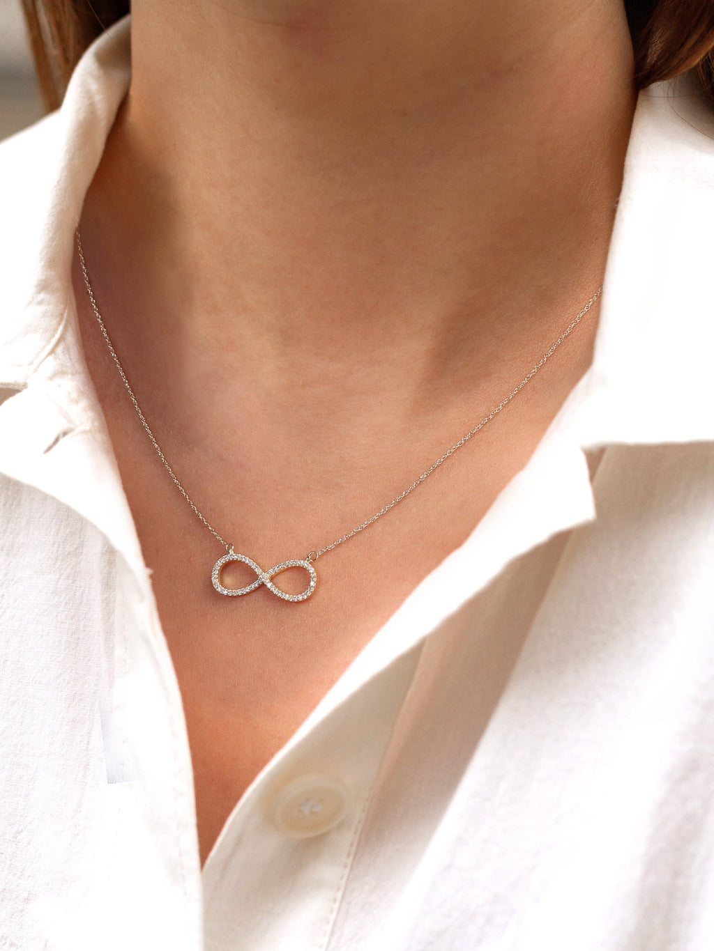 10K Yellow Gold Diamond Infinity Loop Necklace P98812