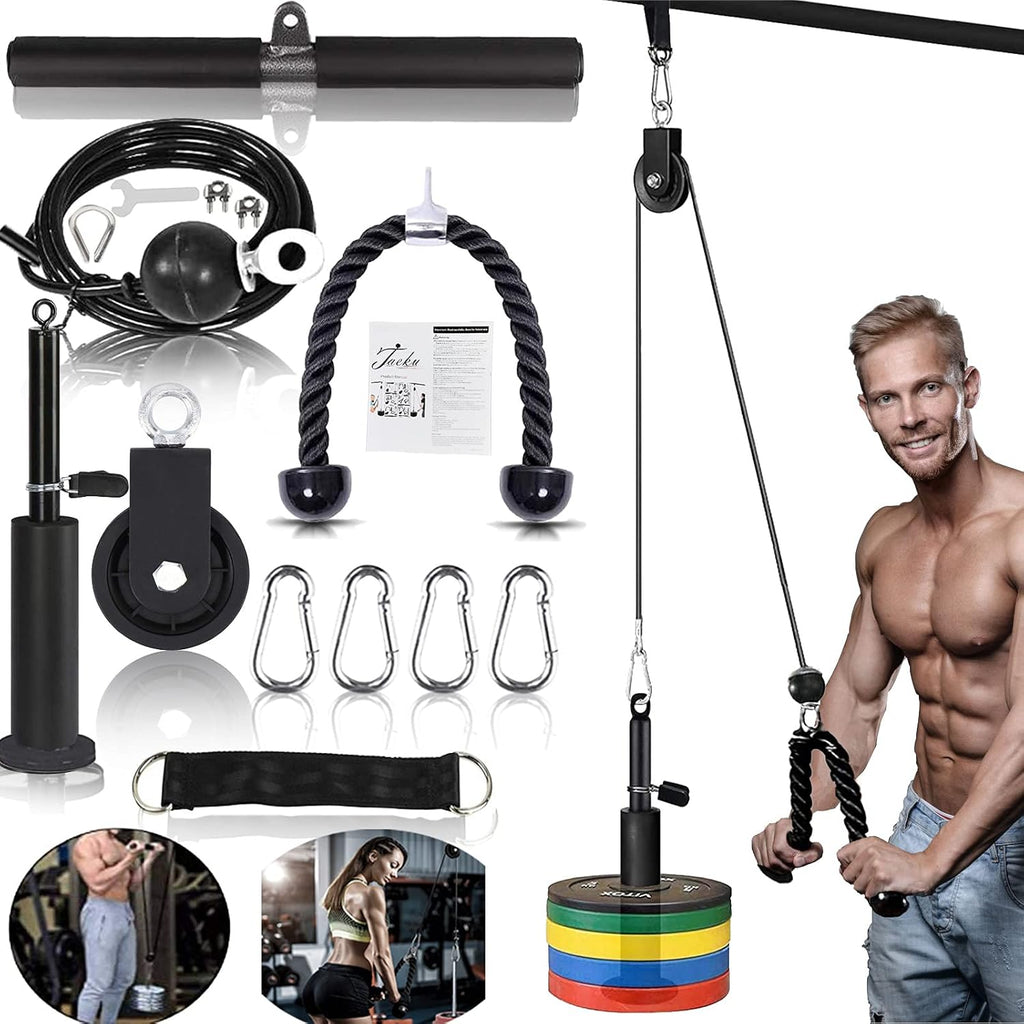 Weight Cable Pulley System Home Gym Equipment Upgraded Fitness LAT Pull Down, Biceps Curl, Back, Forearm, Shoulder Pack of 2 F2063