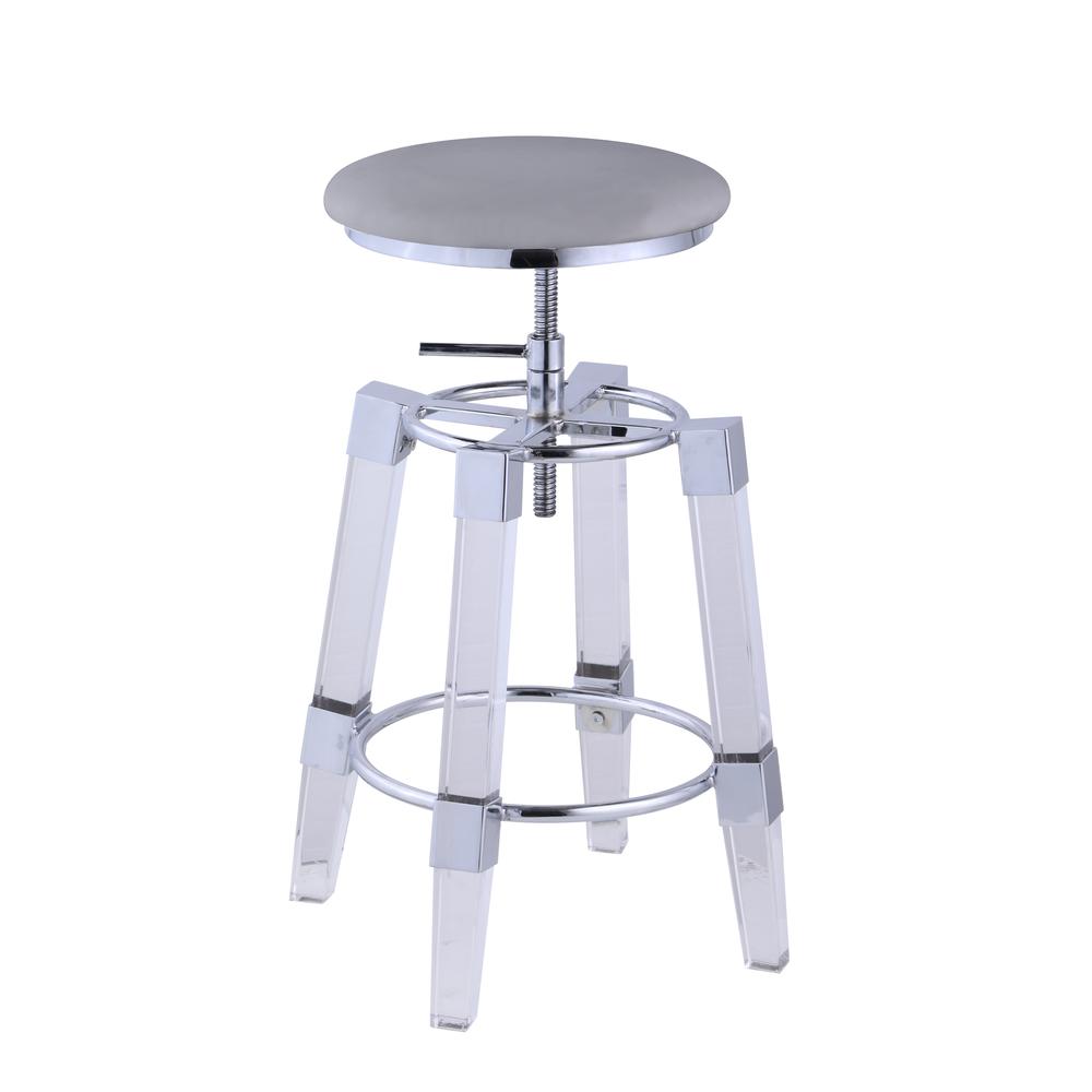 Adjustable Stool with Upholstered Seat, Gray V402