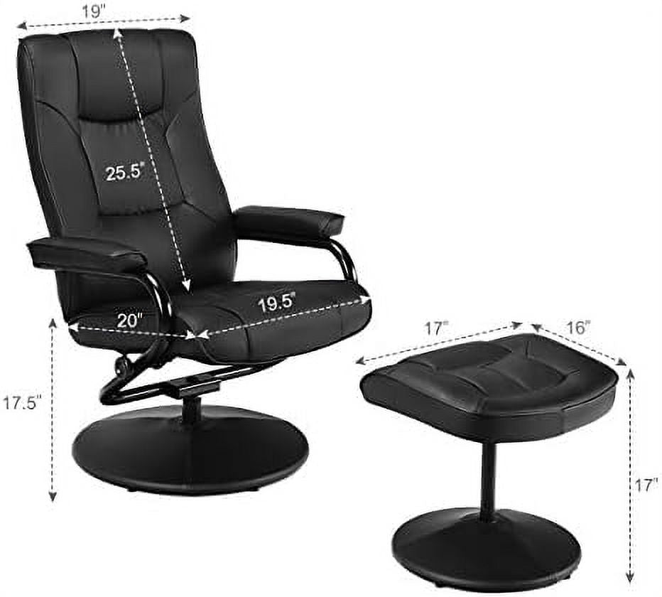Gray PU Leather Recliner Chair with Ottoman L42888