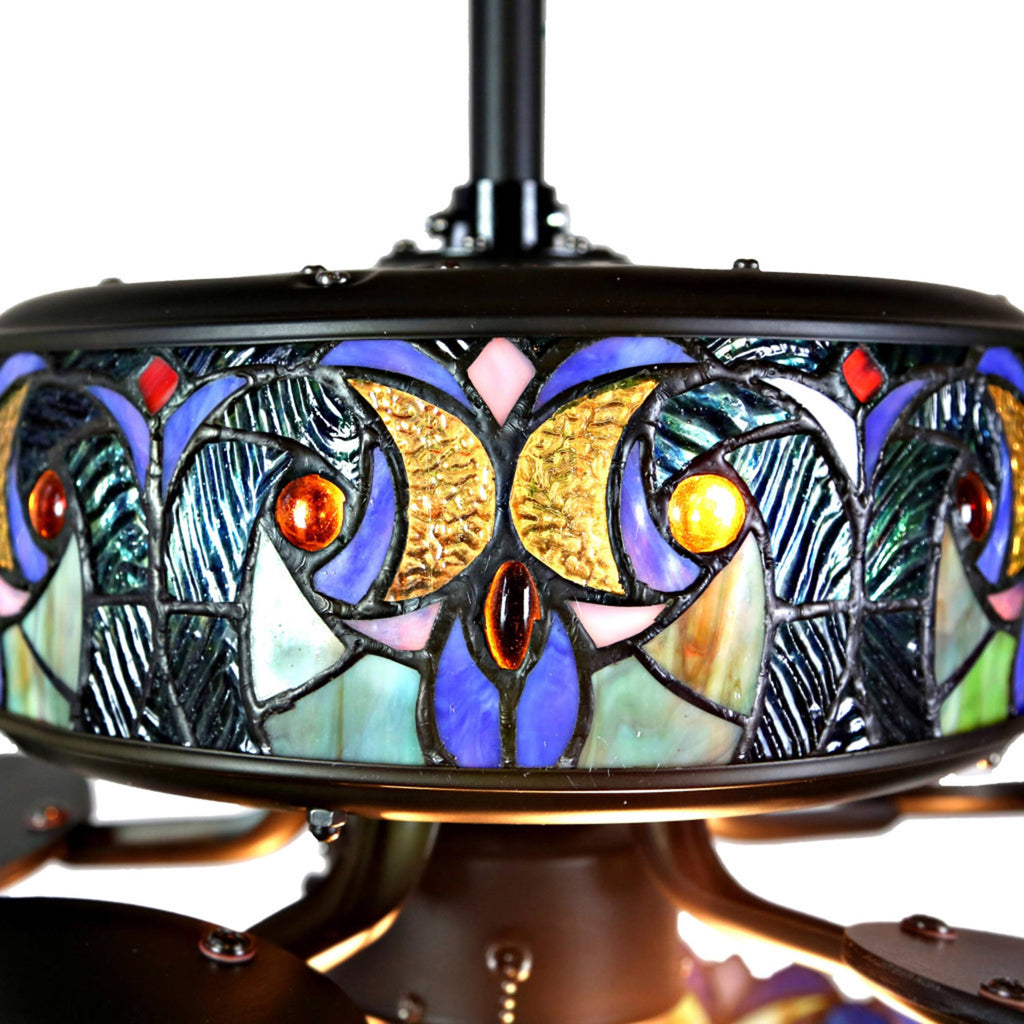 Blue Stained Glass Ceiling Fan E463651