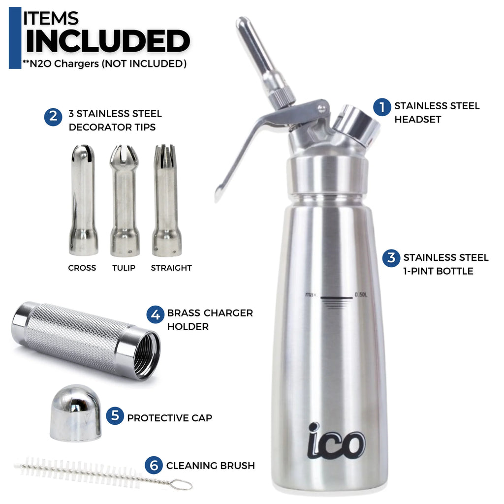 Stainless Steel Whipped Cream Dispenser, 1 Pint L52182