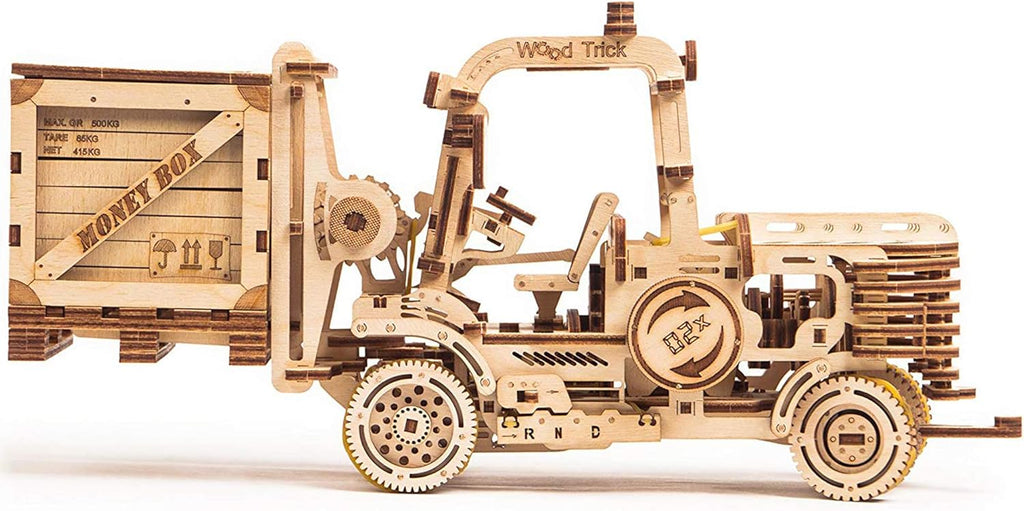 3D Wooden Puzzle Forklift Truck Model Kit with Pallet and Money Box S194929