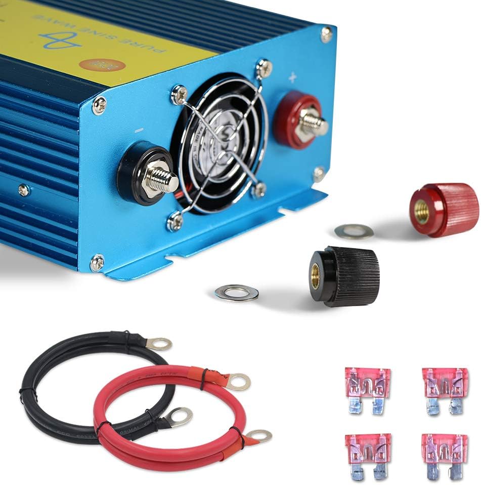 2000W Pure Sine Wave Power Inverter 12V DC to 110V AC with LED Display 3 AC Outlets Y13000