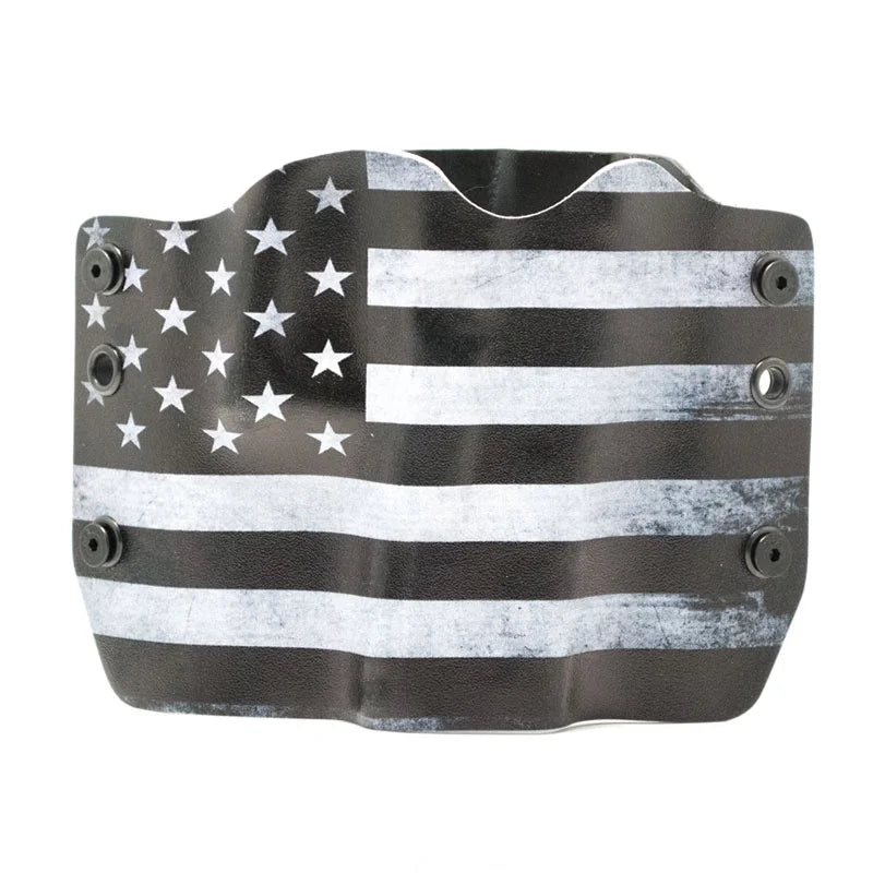 Black & White USA Flag OWB Kydex Gun Holster for Glock, Left Handed K910